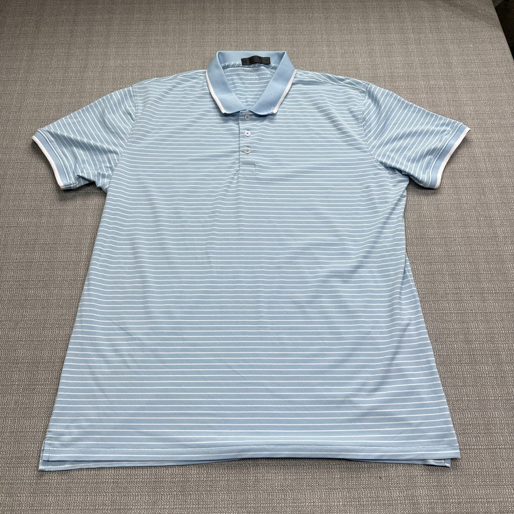 G/Fore Polo Shirt Mens XL Blue Striped Performance Golf‎ Casual Pullover